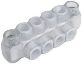 Panduit PCSBMT600 10S1Y Multi Tap Connector, Clear Insulation, Single Sided, Mounting Holes, 600 kcmil   #6 AWG STR Conductor Size Range, 10 Ports, 1/4" Mounting Hole Size, 3/8" Hex Size, 1.28" Center To Center Port Hole Distance, 2.25"