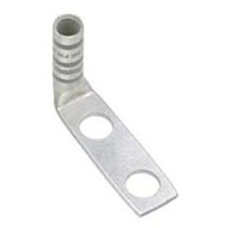 Panduit LCC8 38DF L Code Conductor Lug, Two Hole, Long Barrel, 90 Degree Angle, #8 AWG Copper Conductor Size, Red Color Code, 3/8" Stud Hole Size, 1.00" Stud Hole Spacing, 3/4" Wire Strip Length, 0.05" Tongue Thickness, 0.60" Tongu