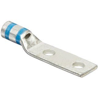 Panduit LCDX6 10A L Flex Conductor Lug, Two Hole, Standard Barrel With Window, #10 Stud Hole Size, 0.63" Stud Hole Spacing Width, Blue, #6 AWG Class G/H/I/K/M Conductor Size, #6 AWG Diesel Locomotive Conductor Size, #6 AWG Code Conductor Size, 9/16&qu