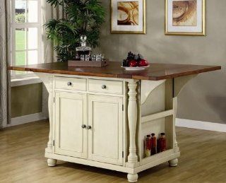 Coaster Large Scale Kitchen Island in a Buttermilk and Cherry Finish   End Tables