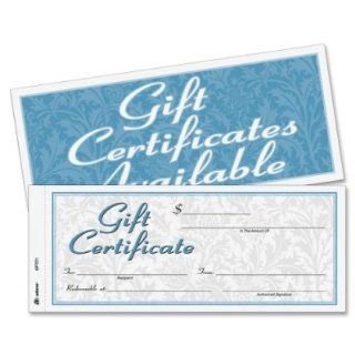 Adams Business Forms Products   Gift Certificates, 2 Part, Carbonless, 8 1/2"x3 4/10", 25/PK   Sold as 1 PK   Two part carbonless gift certificates are consecutively numbered for easy tracking. Two part carbonless format has a white, canary paper