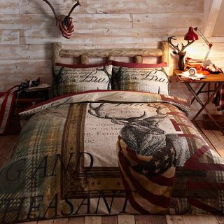 Red heritage stag bedding set