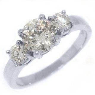 14k White Gold Round Past Present Future 3 Stone Diamond Ring 1.81 Carats TheJewelryMaster Jewelry