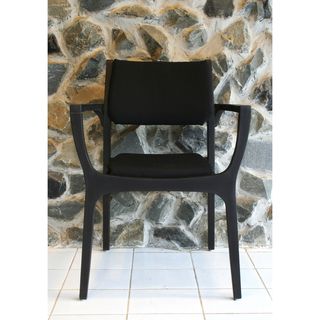 Sunqueen Espresso Brown Cobra Wood Stackable Patio Arm Chair WyndenHall Dining Chairs