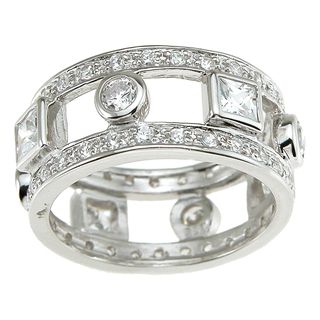 Plutus Sterling Silver Cubic Zirconia Eternity Engagement style Band Plutus Cubic Zirconia Rings