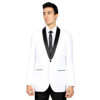 Zonettie by Ferrecci Mens White/ Black Satin Shawl Collar Tuxedo Suit Ferrecci Tuxedos