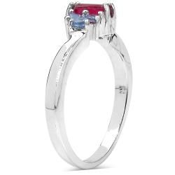 Malaika Sterling Silver Octagon cut Ruby and Tanzanite Ring Malaika Gemstone Rings