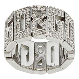 Dolce & Gabbana Stainless Steel Crystal Highlight Ring D&G Dolce & Gabbana Fashion Rings