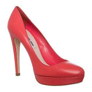 Miu Miu Women's Coral Platform Leather Pumps Miu Miu Heels