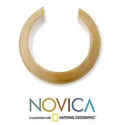 Mango Wood 'Wooden Moon' Cuff Bracelet (Thailand) Novica Bracelets