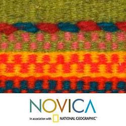 Wool 'Fiesta in Mitla' Zapotec Rug (3.5 feet x 2 feet) (Mexico) Novica Accent Rugs