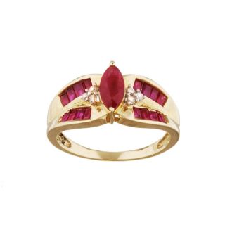 10k Yellow Gold Ruby and Diamond Ring Ruby Rings