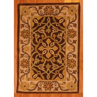 Indo Hand tufted Brown/ Ivory Wool Rug (2' x 3') 3x5   4x6 Rugs