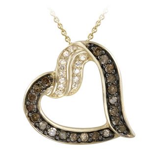 DB Designs 18k Gold/ Silver 5/8ct TDW Brown Diamond and White Topaz Heart Necklace DB Designs Gemstone Necklaces