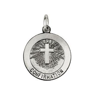 .925 Sterling Silver Antiqued Religious Round 18mm Diameter Confirmation Medal Charm Pendant The World Jewelry Center Jewelry