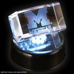 Michigan Crystal Logo Cube with Base College Themed