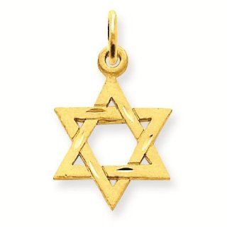 14k Solid Satin Star of David Charm Pendant   Gold Jewelry Reeve and Knight Jewelry
