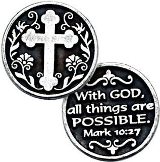 With God All Things Are Possible Pewter Pocket Token  Collectible Coins  
