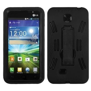 ASMYNA Black/ Black Symbiosis Stand Protector Case for LG P870 Escape Eforcity Cases & Holders