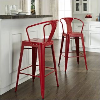 Crosley Furniture Amelia Metal Cafe Barstool with Back in Red (set of 2)   CF500730 RE