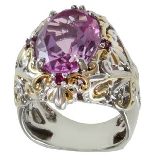 Michael Valitutti Two tone Pink Oval cut Quartz and Ruby Ring Michael Valitutti Gemstone Rings