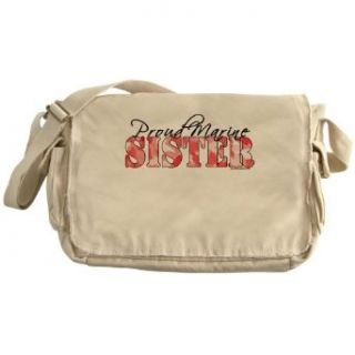Proud Marine Sister (Pink Butterfly Camo) Messenger Bag Clothing