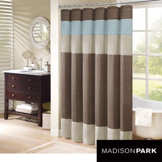 Madison Park Trinity Pieced Faux Silk Shower Curtain Madison Park Shower Curtains