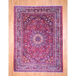 Persian Hand knotted Mashad Red/ Navy Wool Rug (8'6 x 11'6) 7x9   10x14 Rugs
