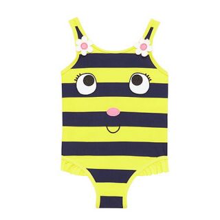 bluezoo Girls yellow striped bumblebee swimsuit