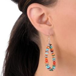 Tressa Sterling Silver Genuine Turquoise Coral Bead Earring Tressa Gemstone Earrings