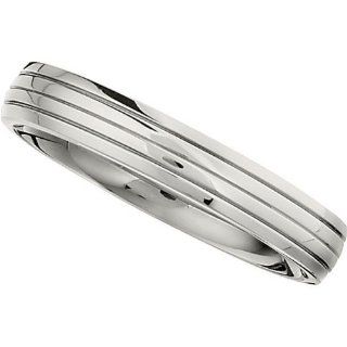 4 mm Comfort Fit Titanium Three Grooved Half Dome Ring Jewelry