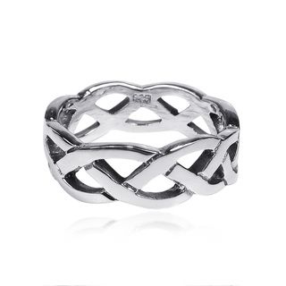 Waves of Celtic Knots Eternity Band Sterling Silver Ring (Thailand) Rings
