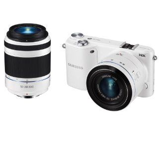 Samsung NX2000 20.3MP CMOS Smart WiFi Compact Interchangeable Lens Digital Camera with 20 50mm and 50 200mm Zoom Lens Bundle (White)  Compact System Digital Cameras  Camera & Photo