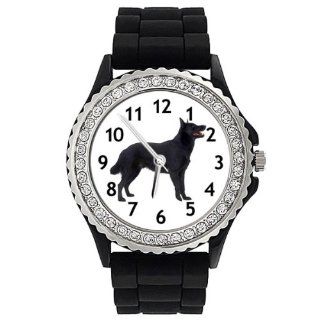 Australian Kelpie Dog Crystal Rhinestone Jelly Silicone Wrist Watch Watches