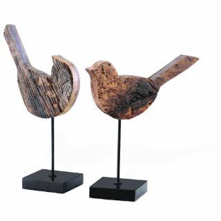 Foreside Reclaimed Wood Bird Sculpture, Set of 2   Statues