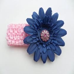 Crocheted Headband and Navy Flower Clip Girls' Clothing