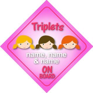 Triplets Girls On Board Personalised Car Sign New Baby / Child Gift / Present  Child Safety Car Seat Accessories  Baby