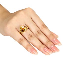 Miadora Yellow Silver Citrine and Diamond Accent Cocktail Ring Miadora Gemstone Rings