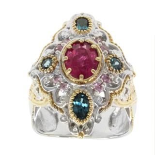 Michael Valitutti Two tone Rubelite, Pink Tourmaline, Ruby or London Blue Topaz, Pink Sapphire Ring Michael Valitutti Gemstone Rings