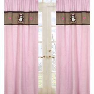 Pink and Chocolate Teddy Bear 84 inch Curtain Panel Pair Sweet Jojo Designs Curtains