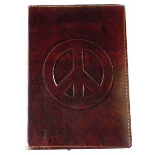 Handmade Peace Embossed Leather Journal (India) Global Crafts Books & Journals