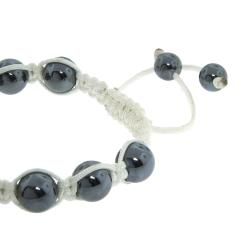 Eternally Haute Hematite, FW Pearl and Czech Crystal Macrame Cross Bracelet (9 10 mm) Eternally Haute Pearl Bracelets