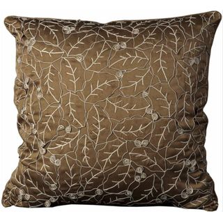 Mina Victory Crochet Leaves Brown 20 x 20 inch Brown Decorative Pillow by Nourison Nourison Throw Pillows