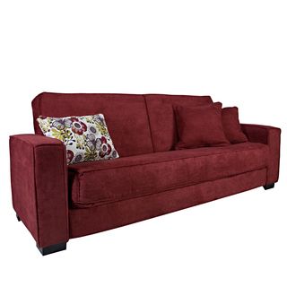 Portfolio Gresham Convert a Couch Crimson Red Wine Velvet Futon Sofa Sleeper PORTFOLIO Futons