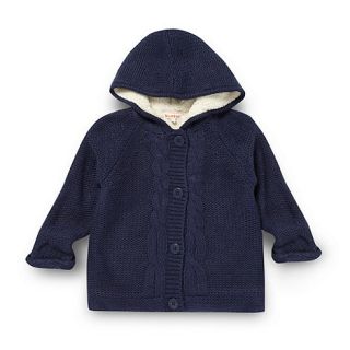 bluezoo Girls navy knitted fleece cardigan