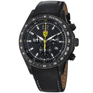 Ferrari Men's FE 07 IPGUN CP FC 'Scuderia' Black Dial Stainless Steel Black Leather Strap Quartz Watch Ferrari Men's More Brands Watches