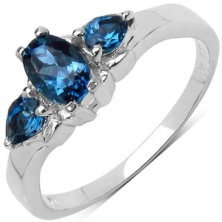 Malaika Sterling Silver 1ct TGW London Blue Topaz Ring Malaika Gemstone Rings