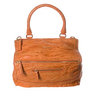 Givenchy 'Pepe Pandora' Medium Orange Crinkle Leather Satchel Givenchy Designer Handbags