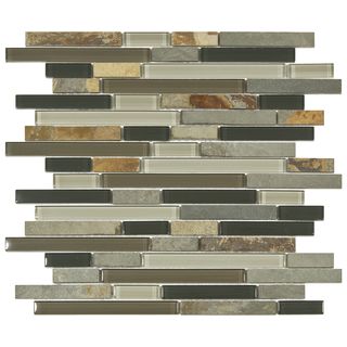 SomerTile 11.75x11.75 in Reflections Piano Stonehenge Glass and Stone Mosaic Tile (Pack of 5) Somertile Wall Tiles