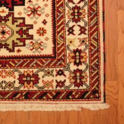 Indo Hand knotted Kazak Ivory/ Rust Wool Rug (4' x 6') 3x5   4x6 Rugs